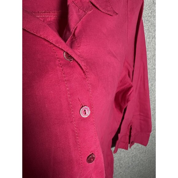 Eileen Fisher PL Petite Large Womens Top 3/4 Sleeve Button Linen Blend Pink - Picture 15 of 16